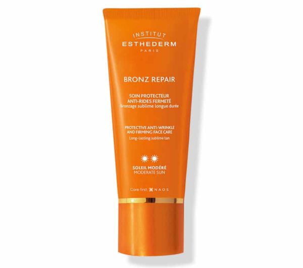Esthederm protector solar antiedad reafirmante crema antiarrugas de día que potencia el bronceado y luminosidad natural
