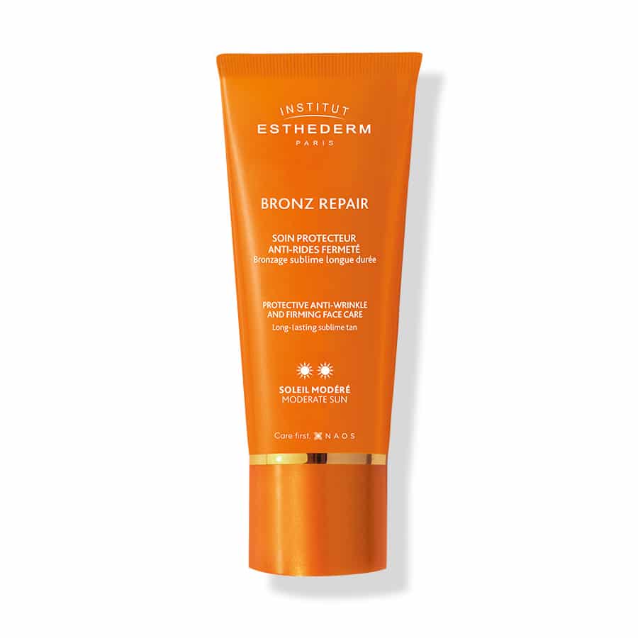 Esthederm protector solar antiedad reafirmante crema antiarrugas de día que potencia el bronceado y luminosidad natural