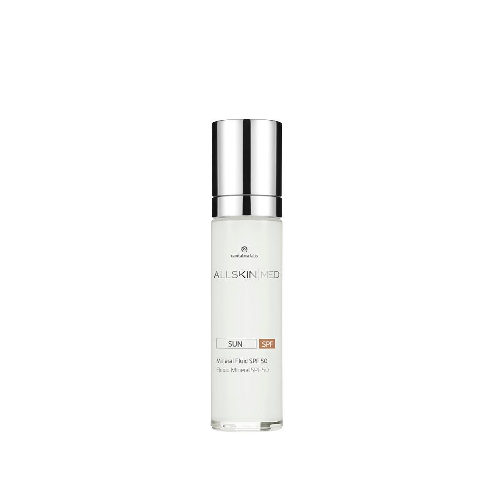 Protector solar mineral 100% All Skin Med alta fotoinmunoprotección UVB UVA IR-A y luz visible para piel sensible